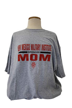 NMMI Mom T-Shirt with Broncos - Gray with Red Lettering