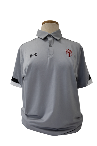 Picture of Mens Under Armour Dry Fit Polo Shirt - Light Gray with NMMI Logo