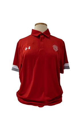 Mens Under Armour Dry Fit Polo Shirt - Red with NMMI Logo