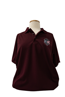 Mens Dry Mesh Polo Shirt with NMMI Logo with American Flag - Maroon