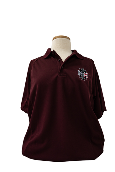 Picture of Mens Dry Mesh Polo Shirt with NMMI Logo with American Flag - Maroon