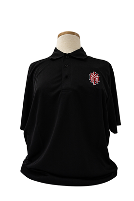 Mens Polo shirt with Red NMMI Logo - Black