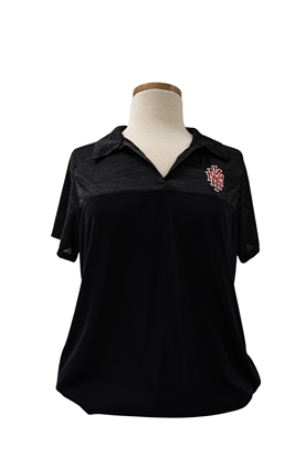 Womens Polo Shirt with Red NMMI Logo - Black