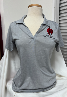 Womens Polo Shirt NMMI Text - Grey